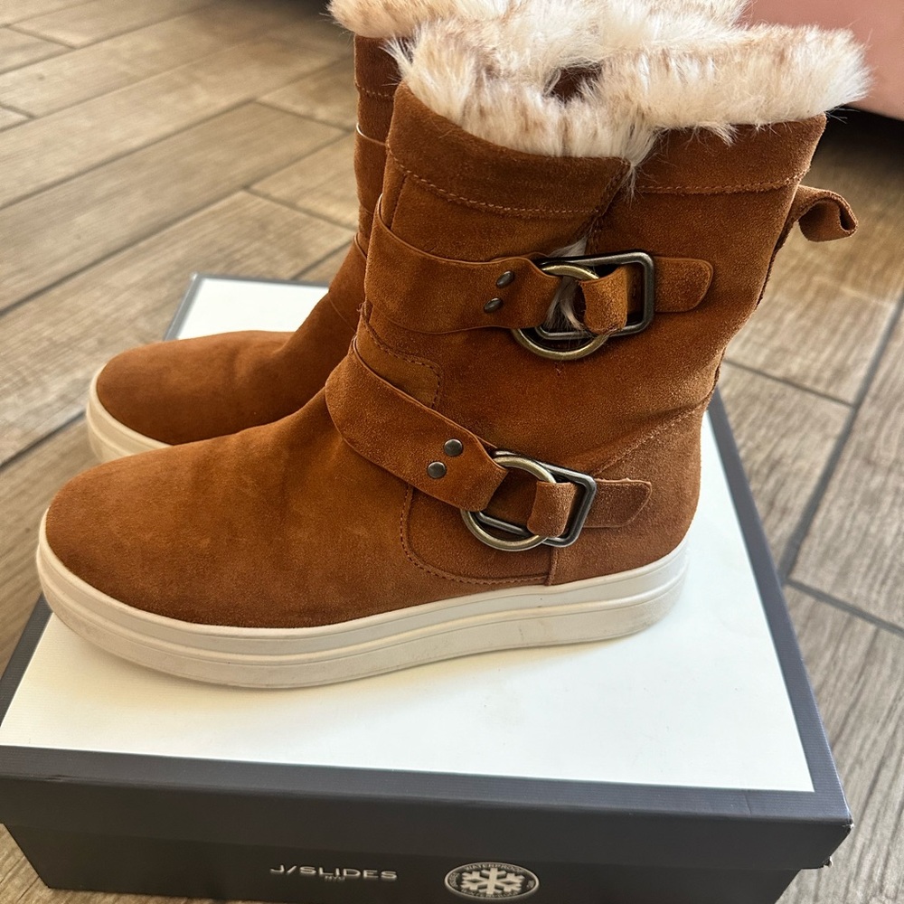 J Slides Nelly faux fur bootie size 8
